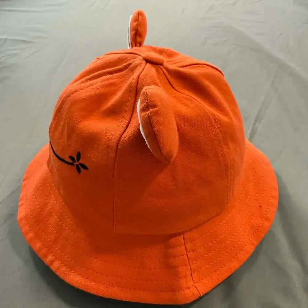 Orange Frog Bucket Hat with Embroidered Smile and Eyes